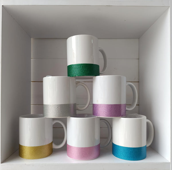 Mug Blanco Color Base Escarchado 11 oz