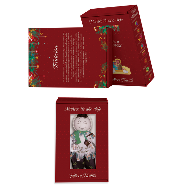Caja Año Viejo grande contenido para 4 personas