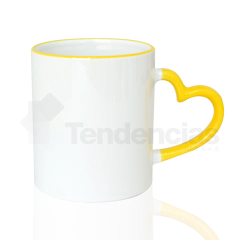 Mug Blanco Oreja en Forma de Corazon Color Borde y Oreja 11 Oz