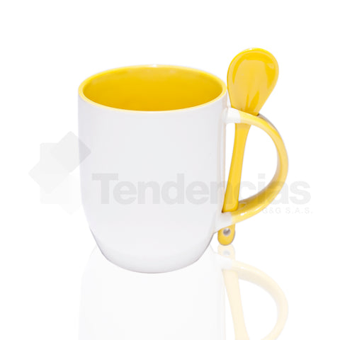 Mug Color Interno con Cuchara 10 oz