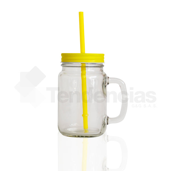 Mug Transparente con Tapa y Pitillo